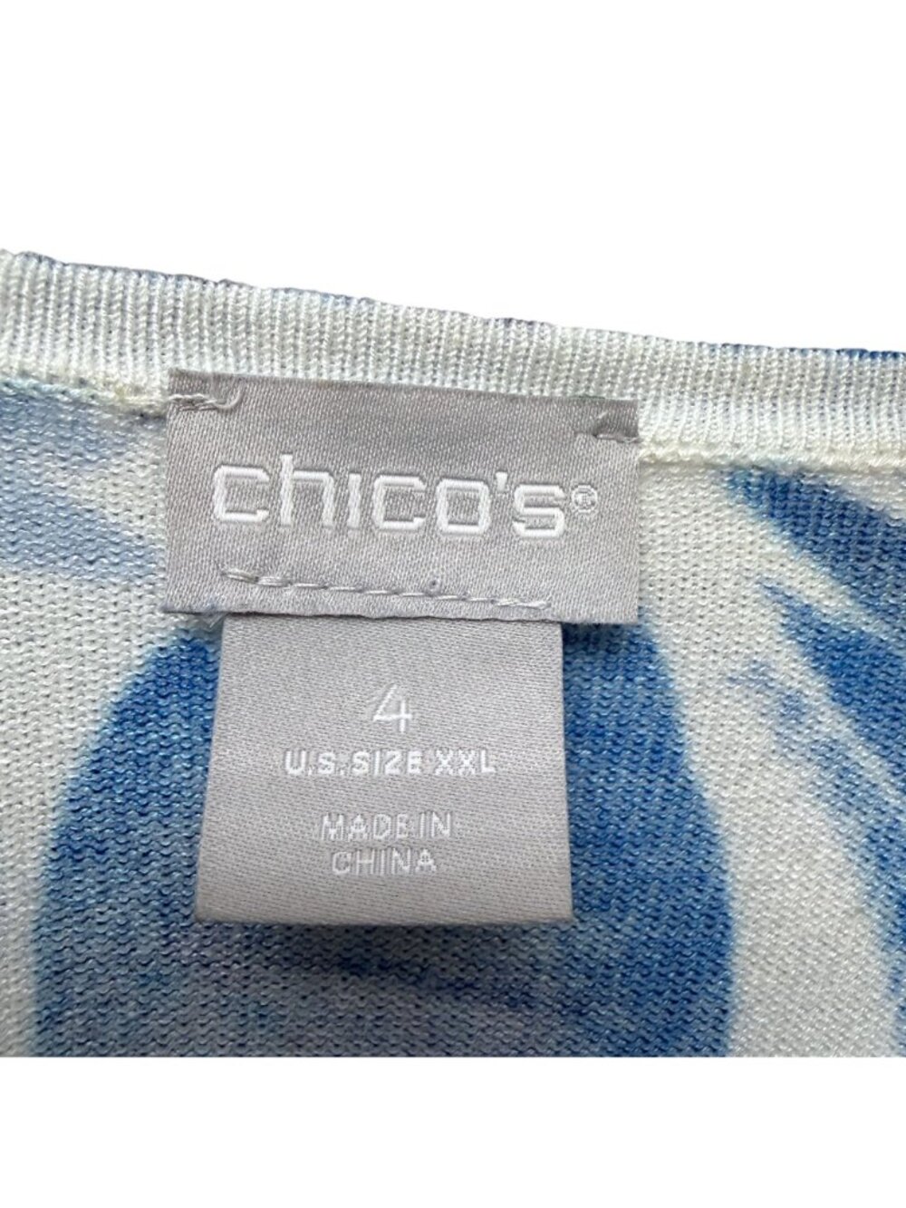 Chicos Womens Sweater Size XXL (Chicos 4) Blue Floral Pullover Lightweight Knit - Picture 4 of 8